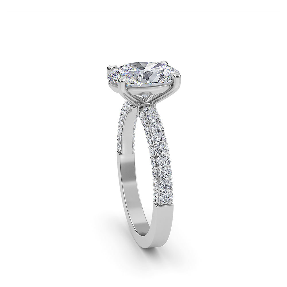 2.52 Carat Oval Diamond Engagement Ring with Handset Micropave Side Diamonds