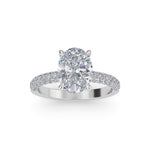 Load image into Gallery viewer, 2.52 Carat Oval Diamond Engagement Ring with Handset Micropave Side Diamonds
