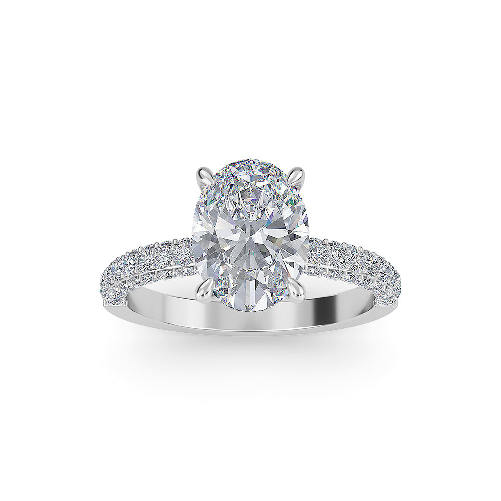 2.52 Carat Oval Diamond Engagement Ring with Handset Micropave Side Diamonds