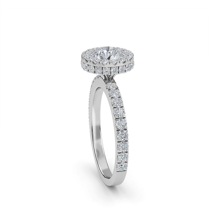 2.02 Carat Seamless Halo Round Diamond Engagement Ring in Platinum