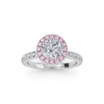 Load image into Gallery viewer, 2.02 Carat Seamless Halo Round Diamond Engagement Ring with Pink Diamonds
