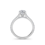 1.30 Carat Round Diamond Engagement Ring with Micropavé Band and Cathedral