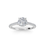 Load image into Gallery viewer, 1.30 Carat Round Diamond Engagement Ring with Micropavé Band and Cathedral
