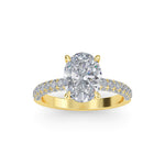 Load image into Gallery viewer, 2.52 Carat Oval Diamond Engagement Ring with Handset Micropave Side Diamonds
