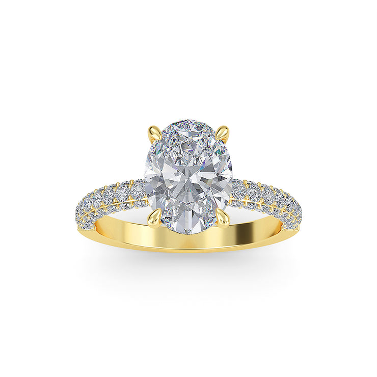 2.52 Carat Oval Diamond Engagement Ring with Handset Micropave Side Diamonds