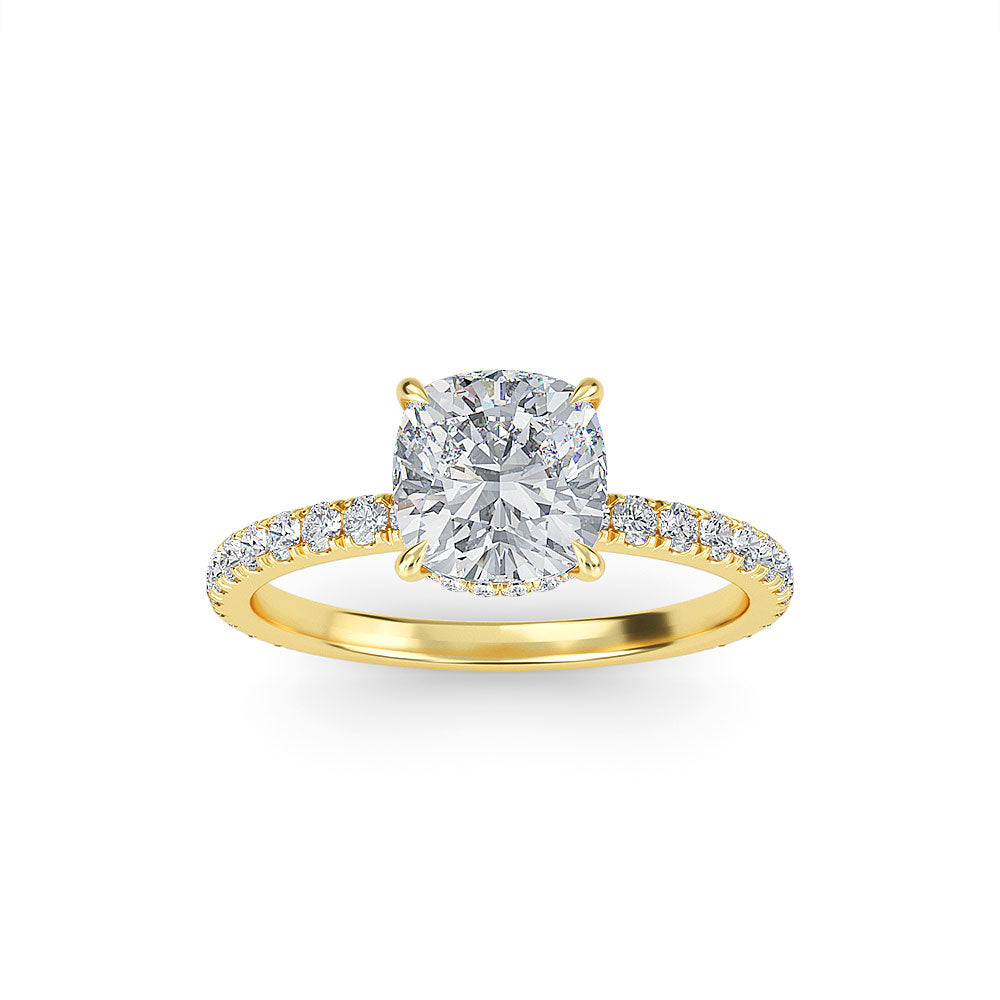 1.86 Carat Cushion Diamond Engagement Ring with Hidden Halo