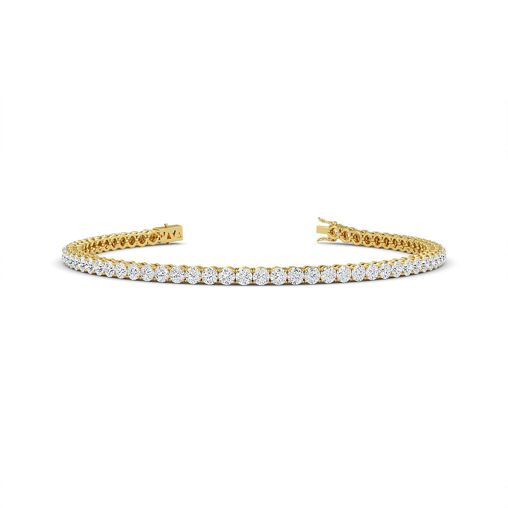 4 Carat Round Diamond Tennis Bracelet 14K Yellow Gold F/VS