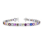 Load image into Gallery viewer, Rainbow 20.10 Carat Round Multi-Color Sapphire Tennis Bracelet
