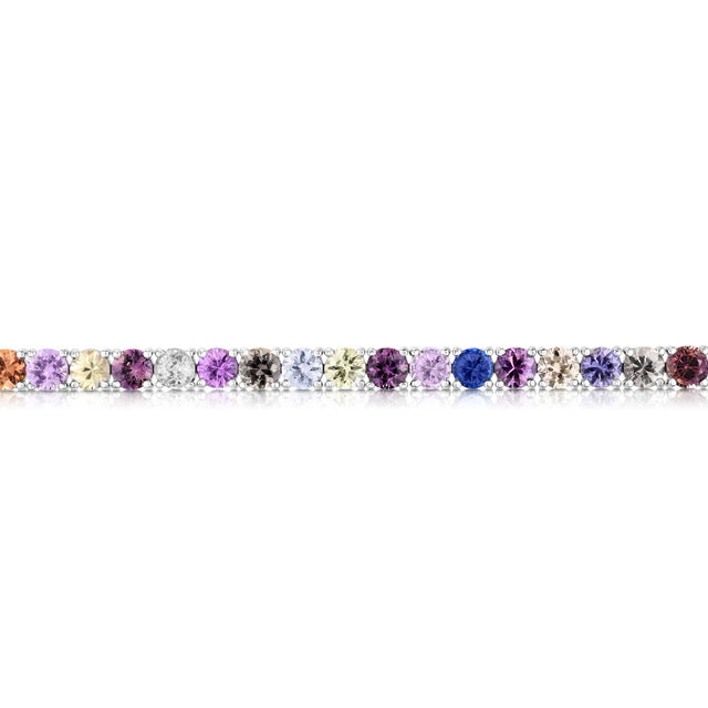 Rainbow 20.10 Carat Round Multi-Color Sapphire Tennis Bracelet